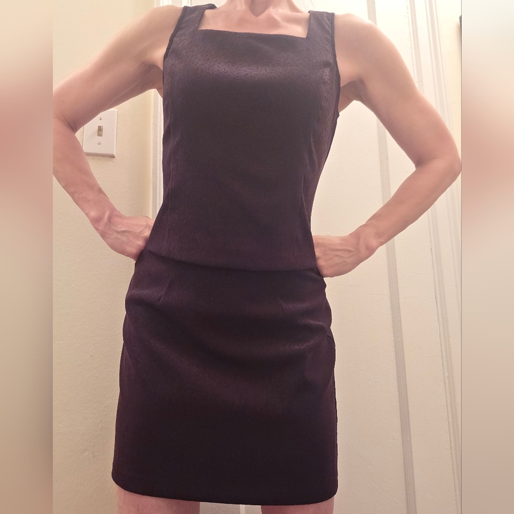 City Triangles Plum Faux Suede 2-piece Tank Mini Dress Embossed Black Vine 5 / S